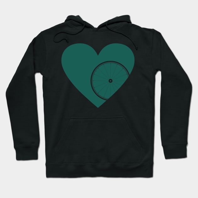 Heart with Road Bike Wheel for Cycling Lovers Hoodie by NeddyBetty